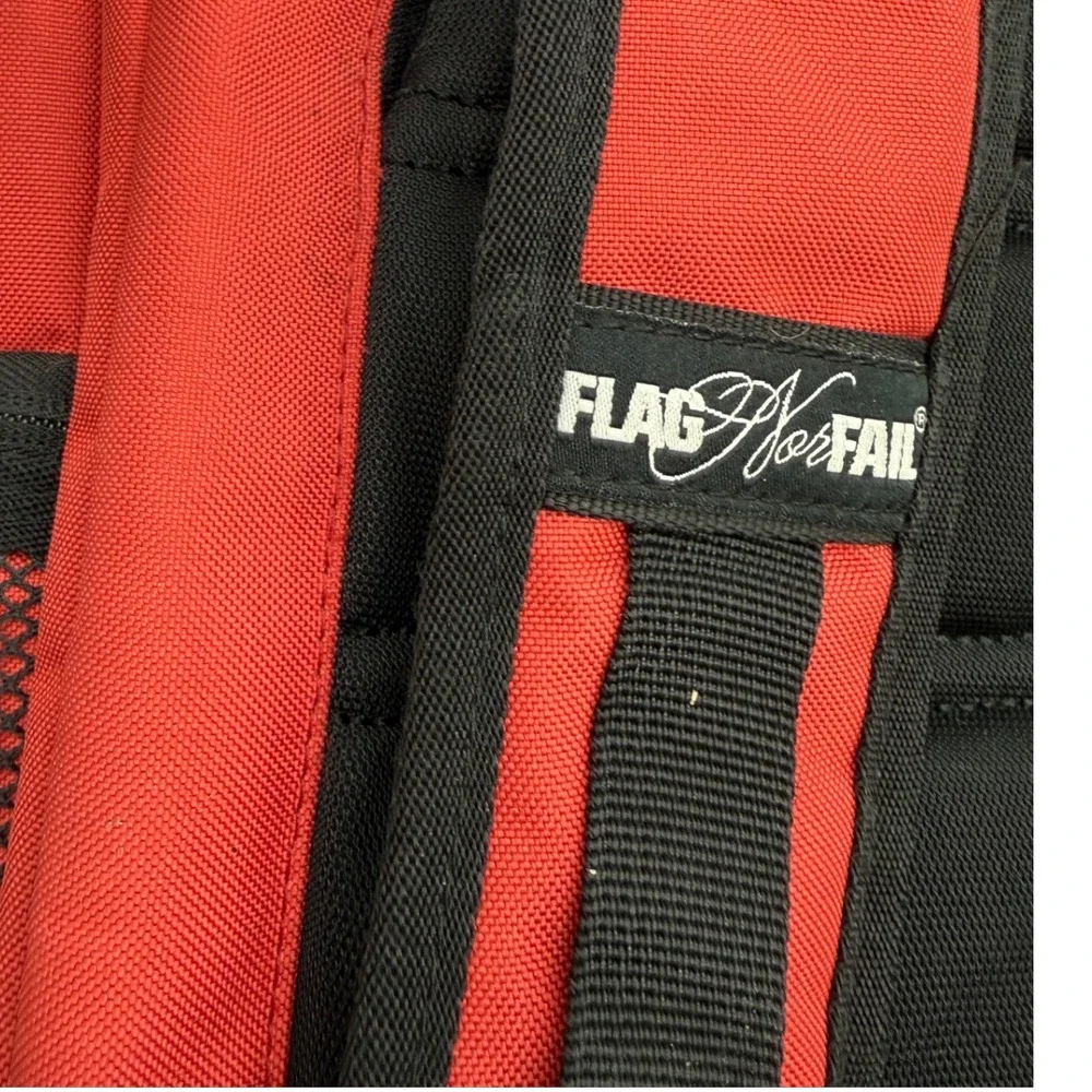 Flag Nor Fail Red Black Gym Fitness Backpack Padded Straps Gorpcore tactical